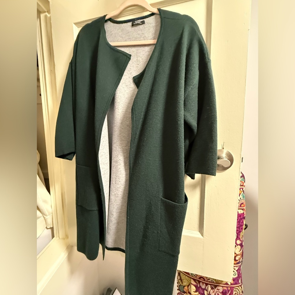 Women's Dark Green Open Front Sweater